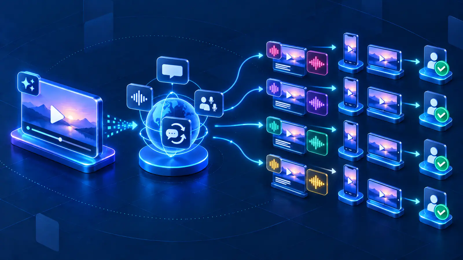 One source video becoming multilingual market and platform versions